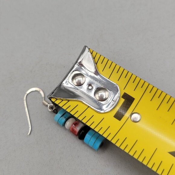 Turquoise Spiny Oyster Onyx Sterling Silver Beaded Dangle Earrings Southwestern - Picture 6 of 6